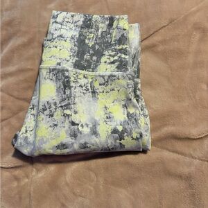 Abstract Gray & Yellow Workout Leggings LULULEMON